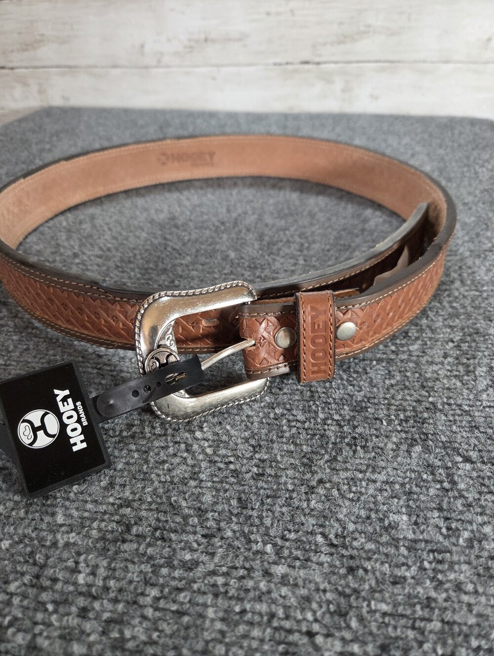 Hooey Brands Men’s Brown Basketweave Leather Belt Size 40 Western Cowboy